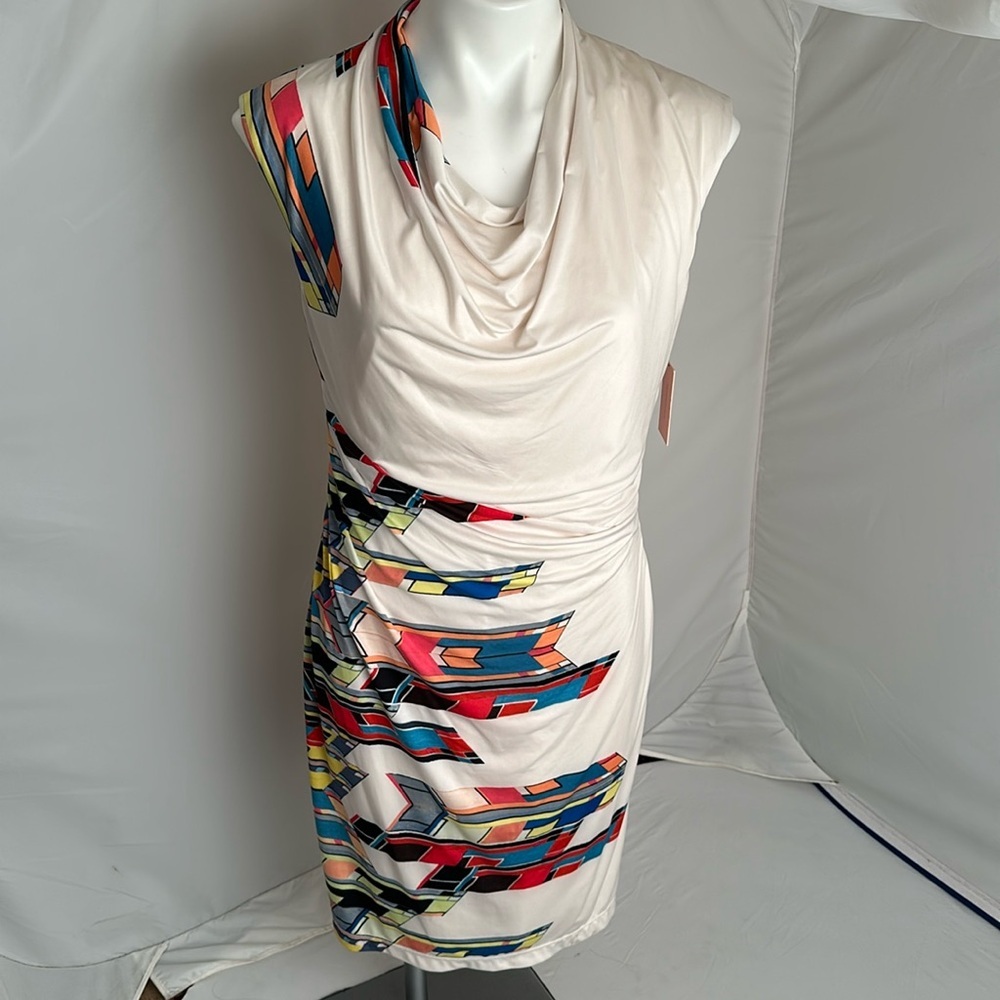 Phoebe Couture Sleeveless Cowl Neck Multicolor Sleeveless Dress